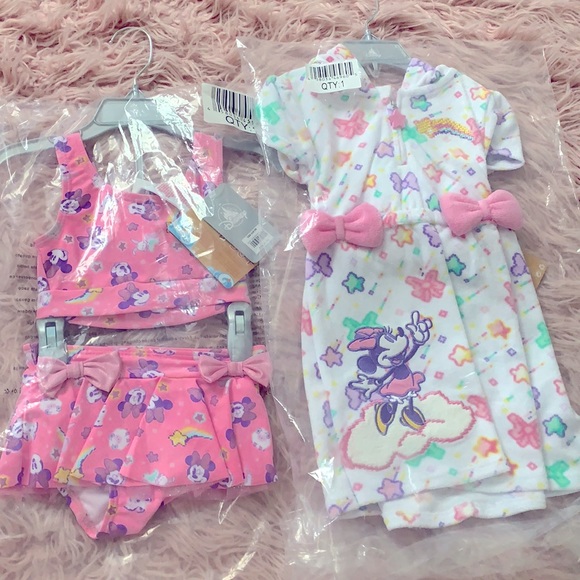 Disney Minnie Mouse Beach Cover Up and Bathing Suit size 2T